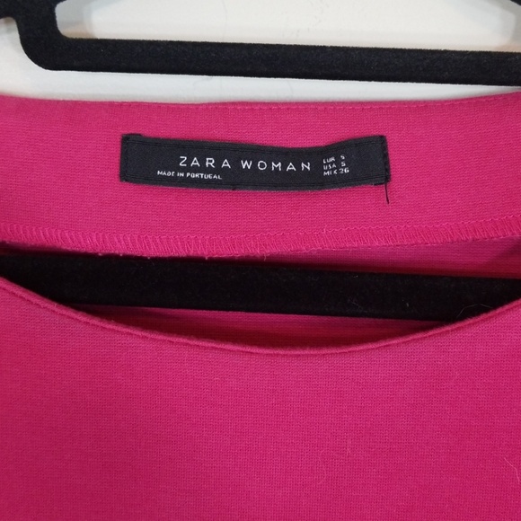 Zara Hot Pink Midi Short Sleeve Dress - Picture 6 of 6